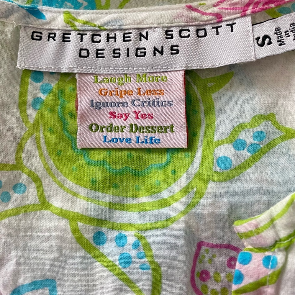 Gretchen Scott Coastal Turtle Print Vacation Resort Beach Colorful Tunic Top S - Picture 7 of 8